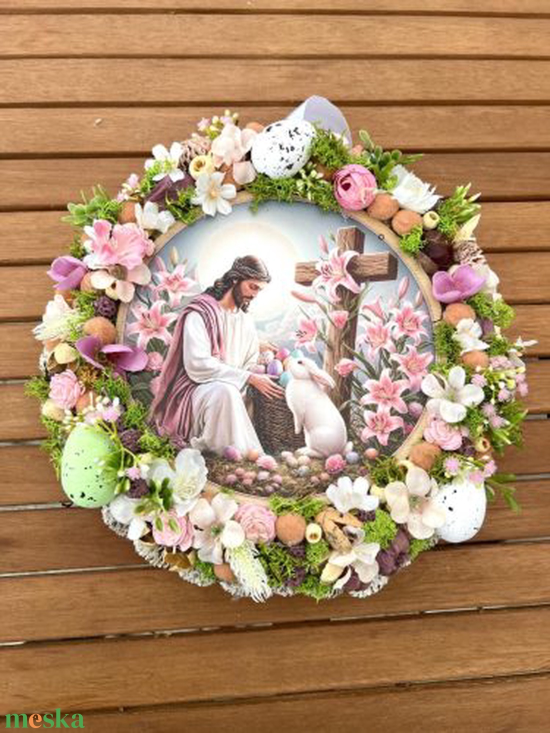 Húsvéti vallásos ajtódísz � 30 cm - otthon & életmód - dekoráció - ajtó- és ablak dekoráció - ajtódísz & kopogtató - Meska.hu