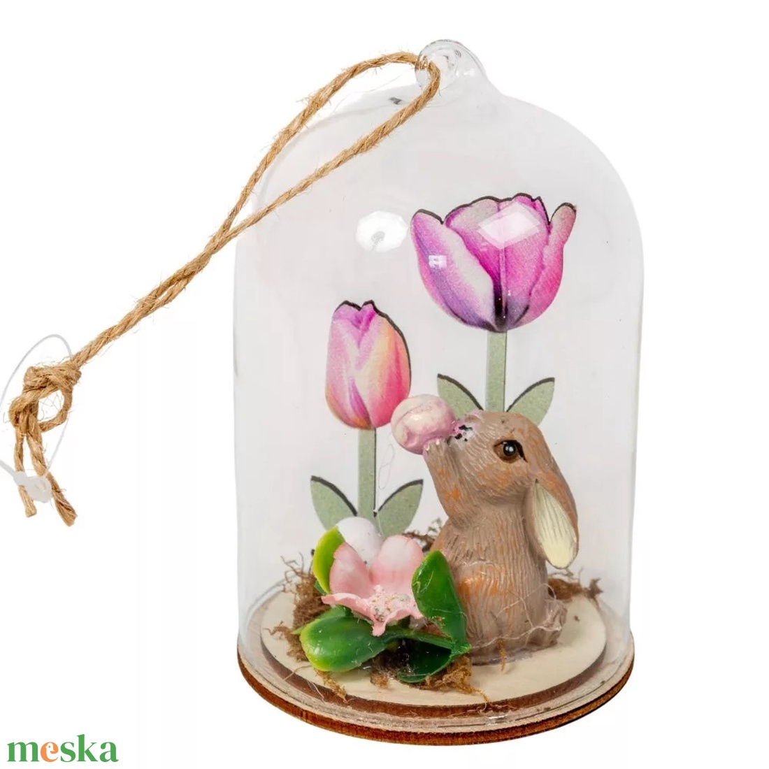 Üveg búrás nyuszis dísz, akasztós, 11 cm több darab is van belőle ha szeretné mennyiséget jelezed üzenetben - ünnepi díszek, dekorációk - húsvéti díszek és dekorációk - Meska.hu