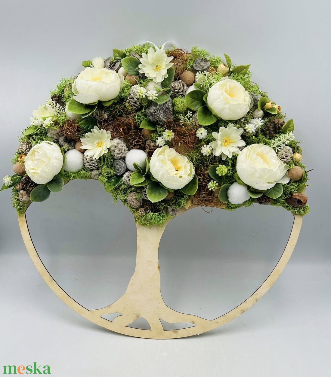 Életfa fehér díszekkel - otthon & életmód - dekoráció - ajtó- és ablak dekoráció - ajtódísz & kopogtató - Meska.hu