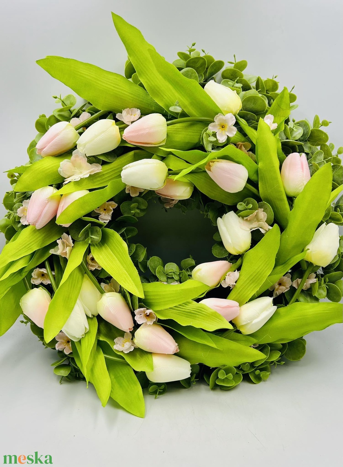 Tulipános nagyméretű ajtódísz - ünnepi díszek, dekorációk - húsvéti díszek és dekorációk - húsvéti virágos díszek - Meska.hu