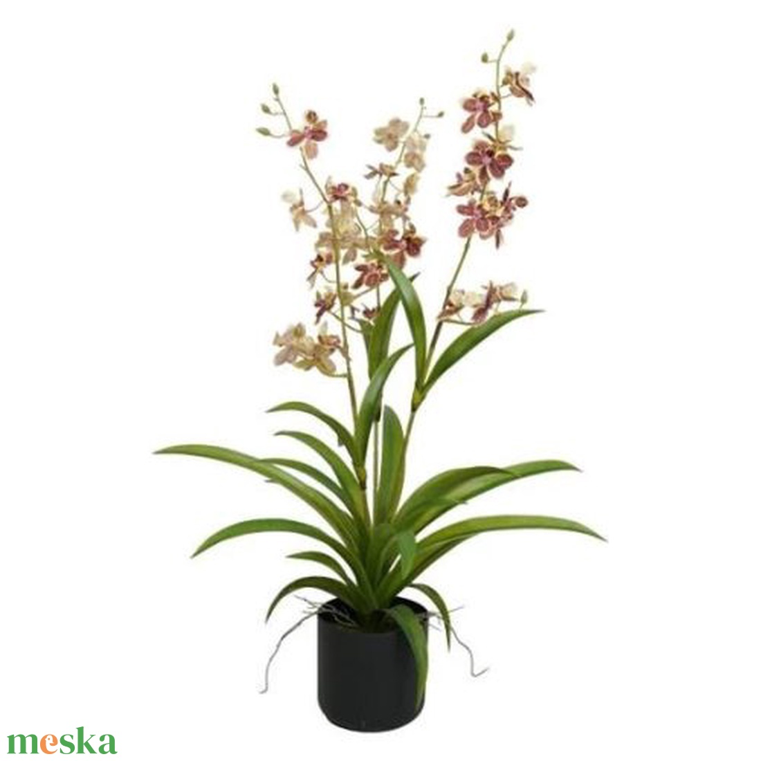 Lepkeorchidea 3 ágú, Oncidium, kaspóban 70 cm élethű művirág választható felirattal - otthon & életmód - dekoráció - asztal és polc dekoráció - asztaldísz - Meska.hu