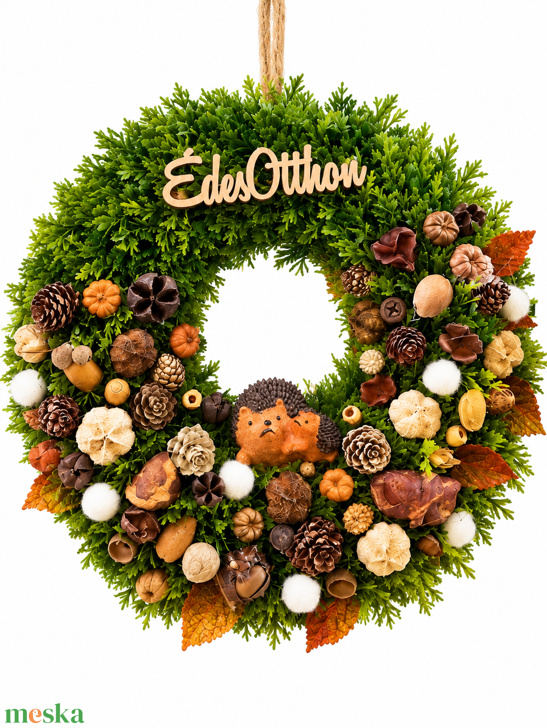 Édes Otthon őszi ajtódísz sünikkel � 30 cm - otthon & életmód - dekoráció - ajtó- és ablak dekoráció - ajtódísz & kopogtató - Meska.hu