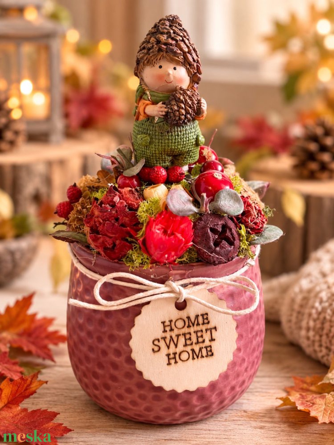 Őszi asztaldísz tobozos figurával � Home Sweet Home - otthon & életmód - dekoráció - asztal és polc dekoráció - asztaldísz - Meska.hu