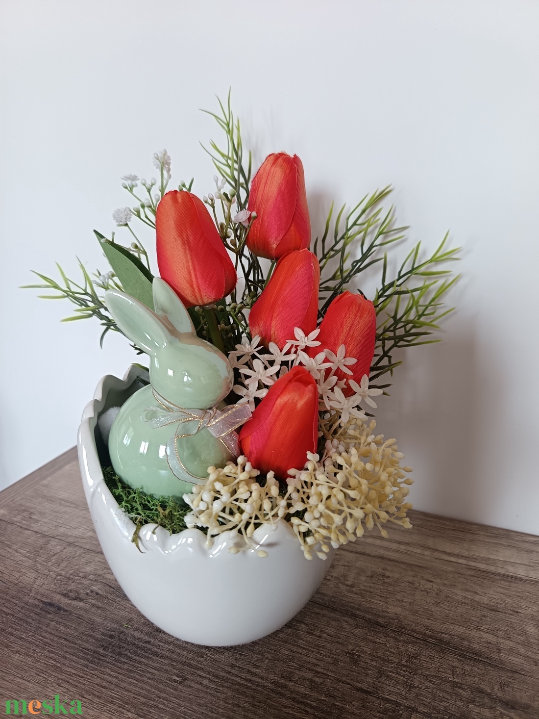 Húsvéti asztaldísz tulipánnal - ünnepi díszek, dekorációk - húsvéti díszek és dekorációk - húsvéti asztaldíszek - Meska.hu