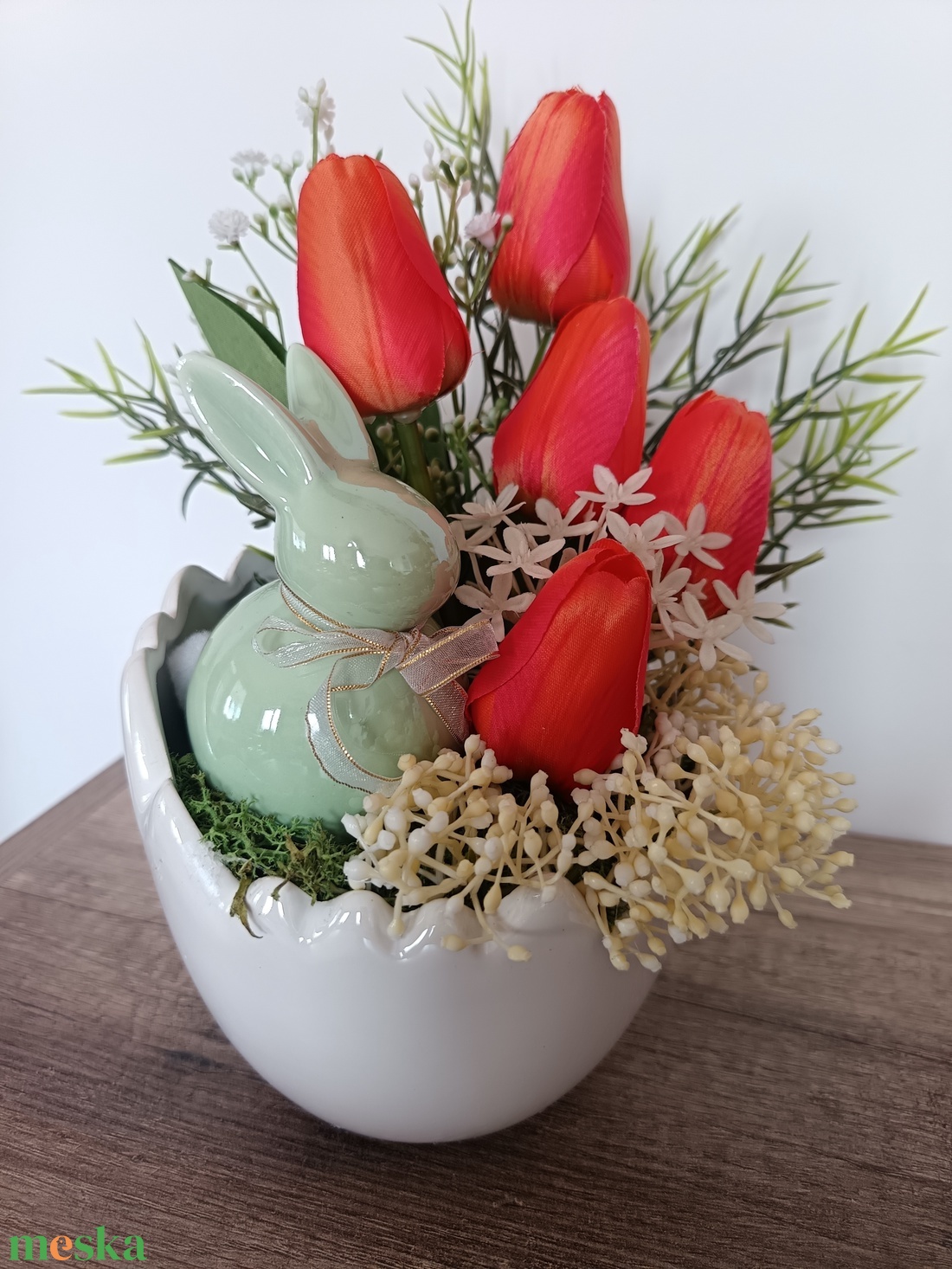 Húsvéti asztaldísz tulipánnal - ünnepi díszek, dekorációk - húsvéti díszek és dekorációk - húsvéti asztaldíszek - Meska.hu
