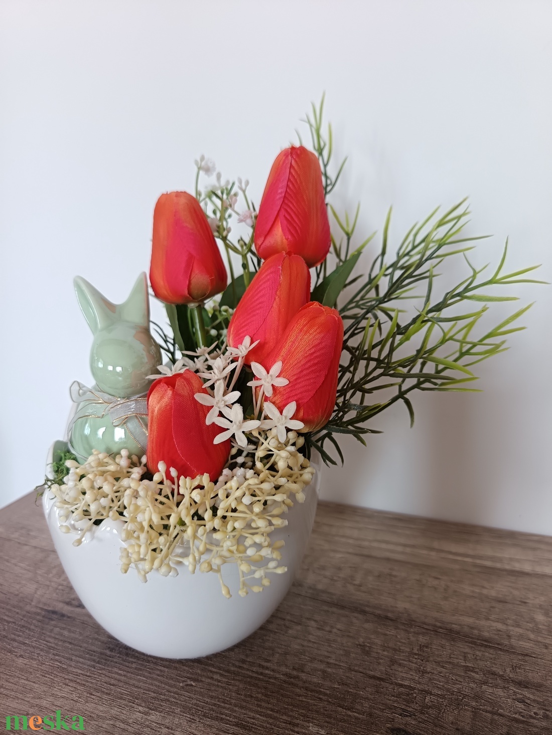 Húsvéti asztaldísz tulipánnal - ünnepi díszek, dekorációk - húsvéti díszek és dekorációk - húsvéti asztaldíszek - Meska.hu