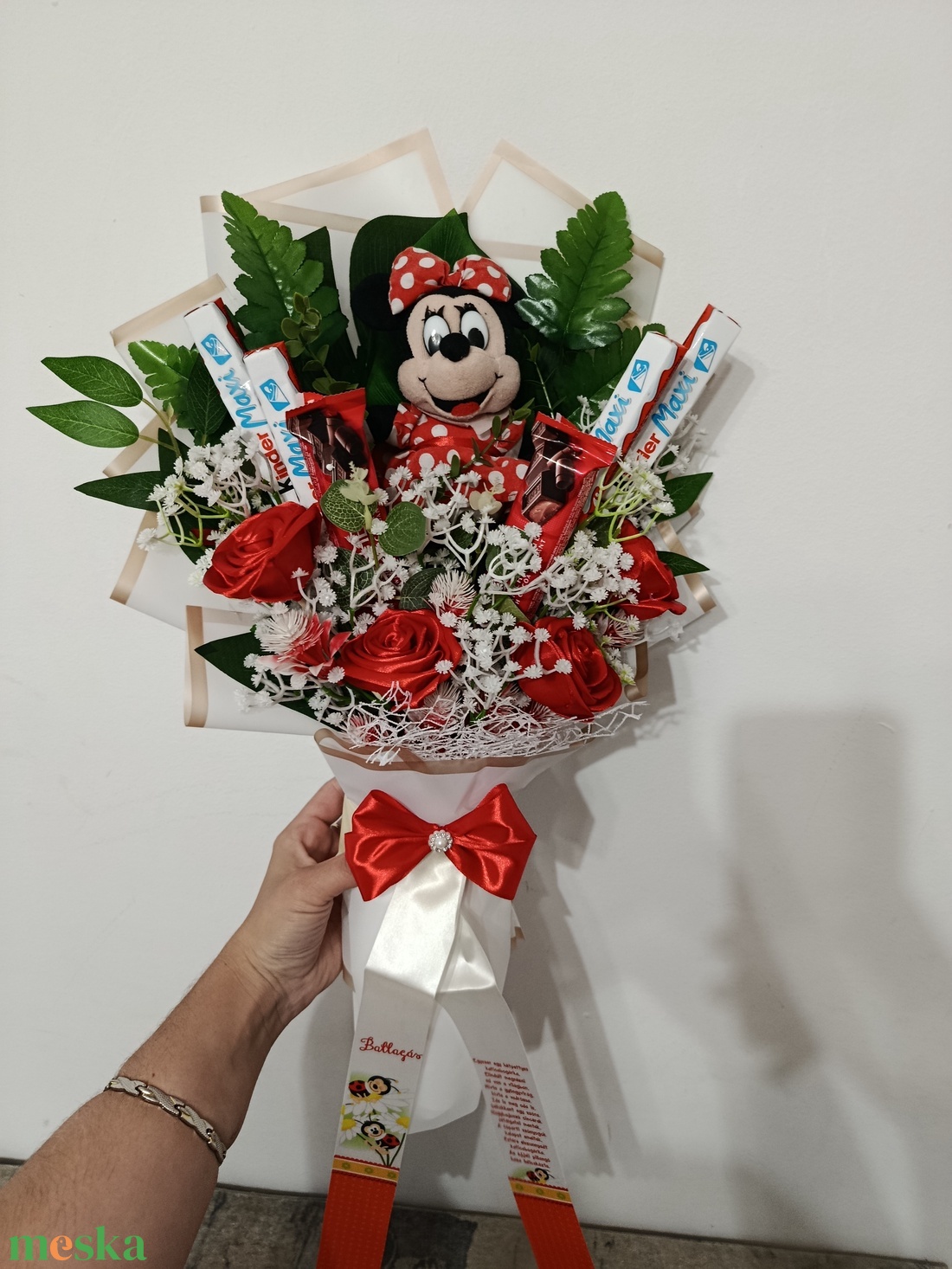 Minnie egér örök ballagó csokor  - otthon & életmód - virágdekoráció - virágok - virágcsokor - Meska.hu