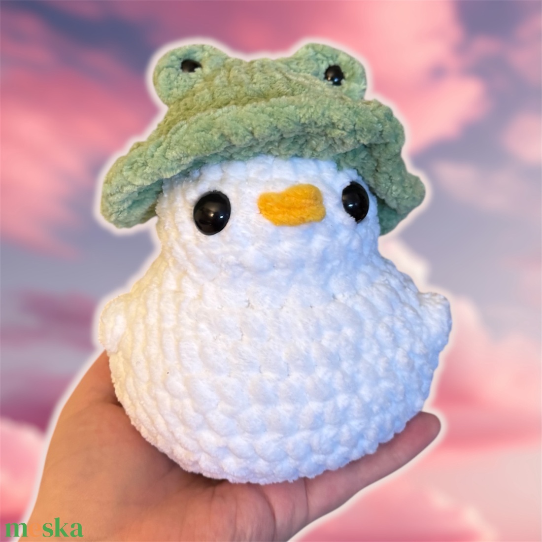 Horgolt béka kalapos kacsa - játék & sport - plüssállat & játékfigura - madár - Meska.hu