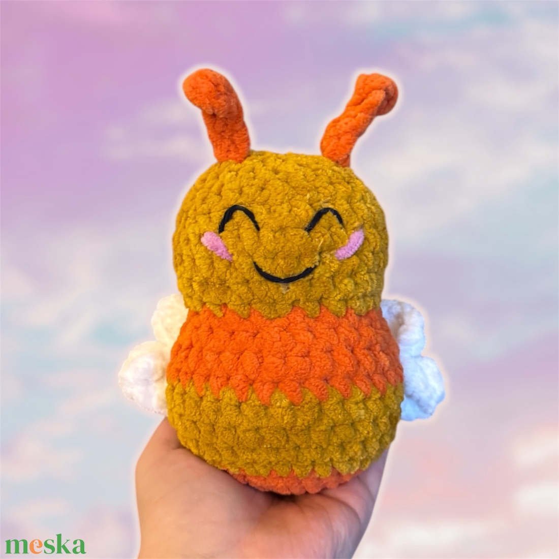 Horgolt narancs súlyozott méhecske - játék & sport - plüssállat & játékfigura - más figura - Meska.hu