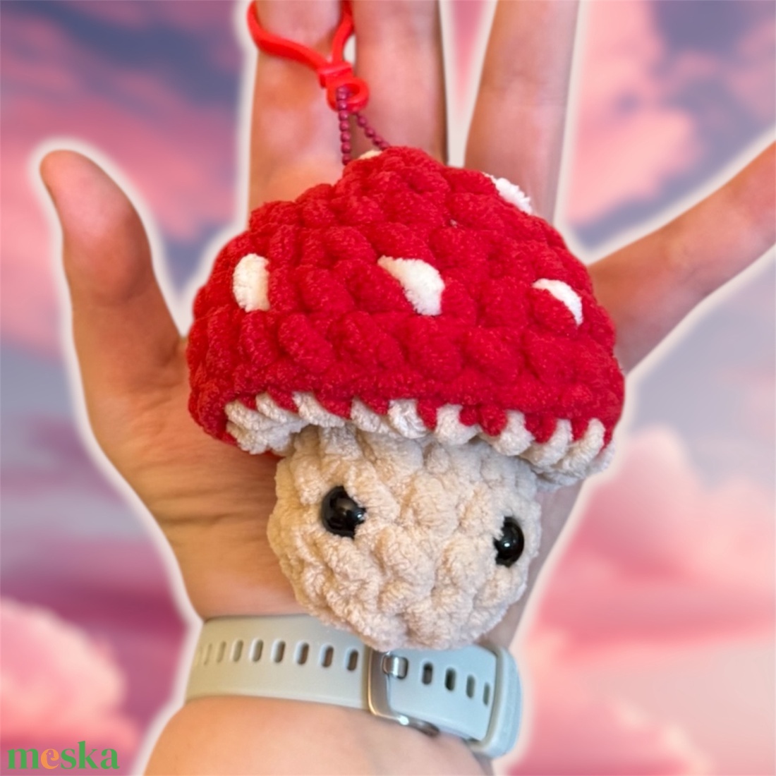  Horgolt gomba pop-it kulcstartó - táska & tok - kulcstartó & táskadísz - kulcstartó - Meska.hu