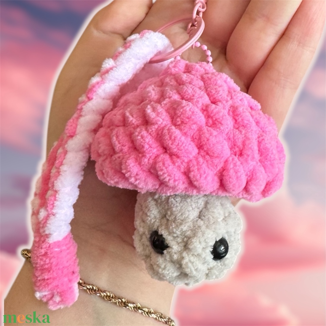  Horgolt gomba pop-it kulcstartó - táska & tok - kulcstartó & táskadísz - kulcstartó - Meska.hu