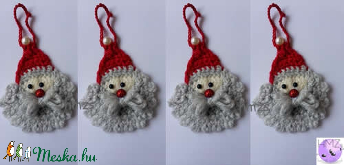 Horgolt mikulás dísz 4 db - karácsony - Meska.hu