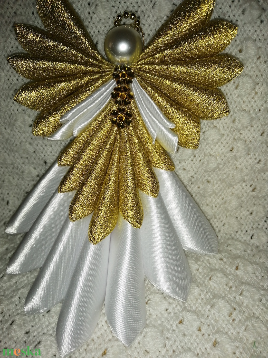 Angyal csúcsdísz aranyban - karácsony - karácsonyi lakásdekoráció - karácsonyfadíszek - Meska.hu