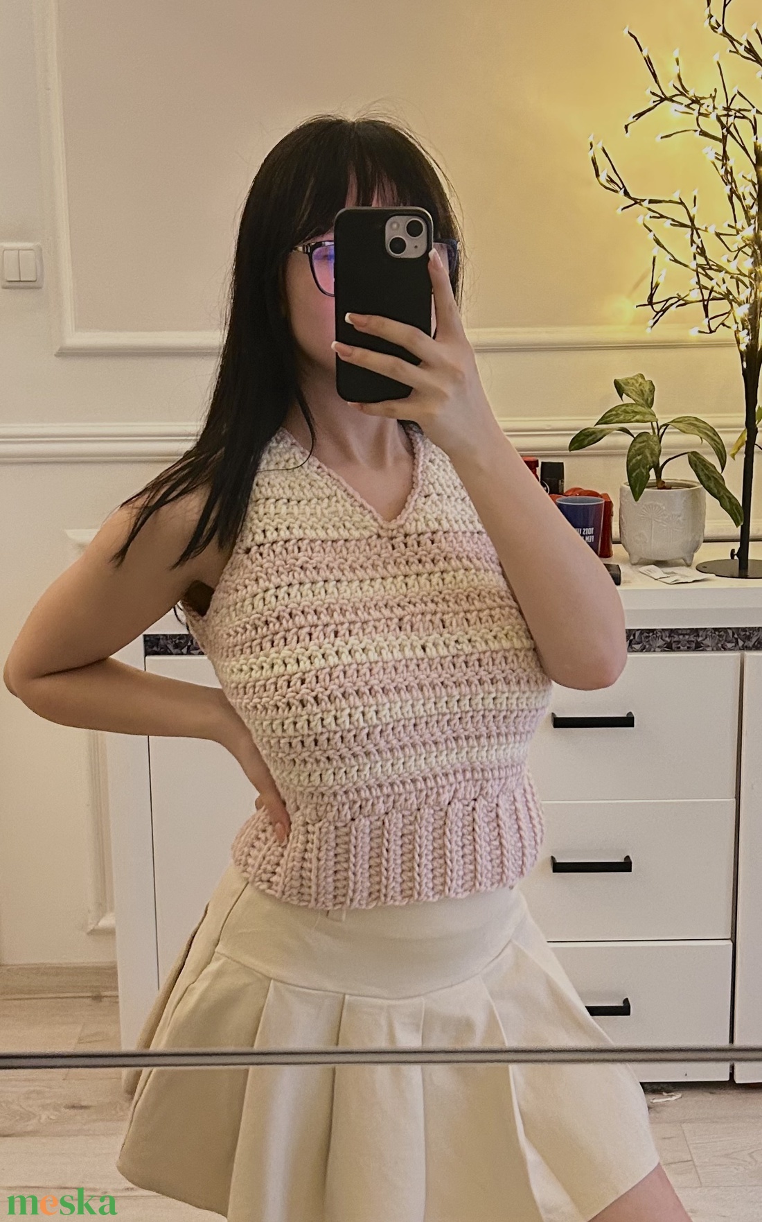 Kézzel horgolt mellénytop - S méret - ruha & divat - női ruha - top - Meska.hu