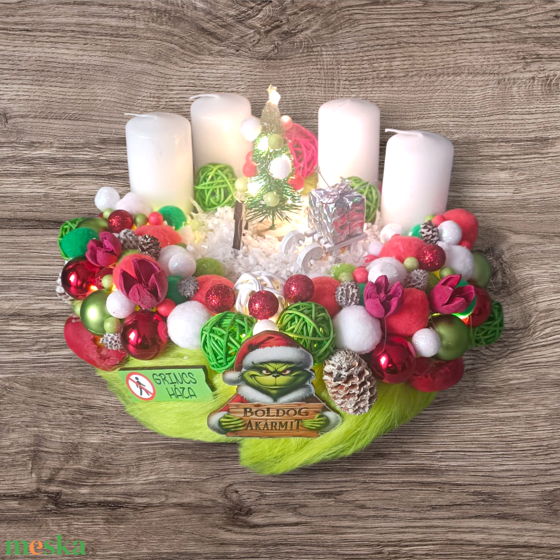 Grinches adventi koszorú  - karácsony - adventi díszek - adventi koszorú - Meska.hu