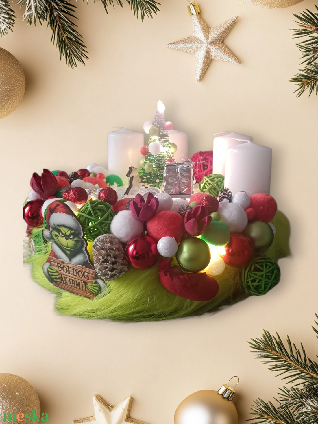 Grinches adventi koszorú  - karácsony - adventi díszek - adventi koszorú - Meska.hu