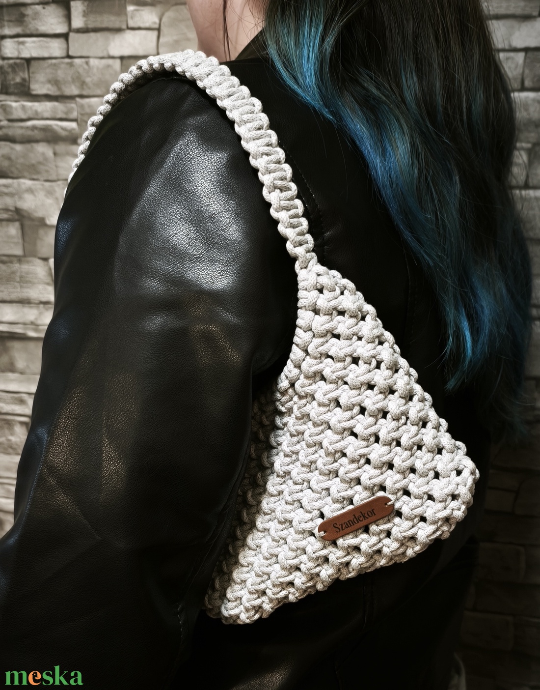 Egyedi makramé válltáska  - táska & tok - kézitáska & válltáska - válltáska - Meska.hu