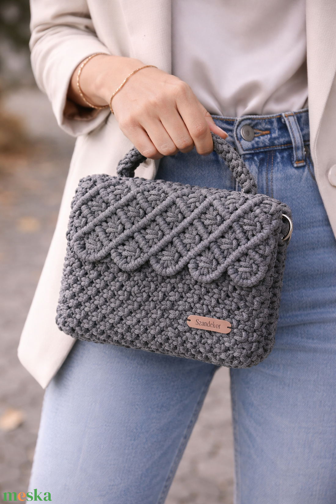 Makramé kézitáska - levehető vállpántal - táska & tok - kézitáska & válltáska - kézitáska - Meska.hu