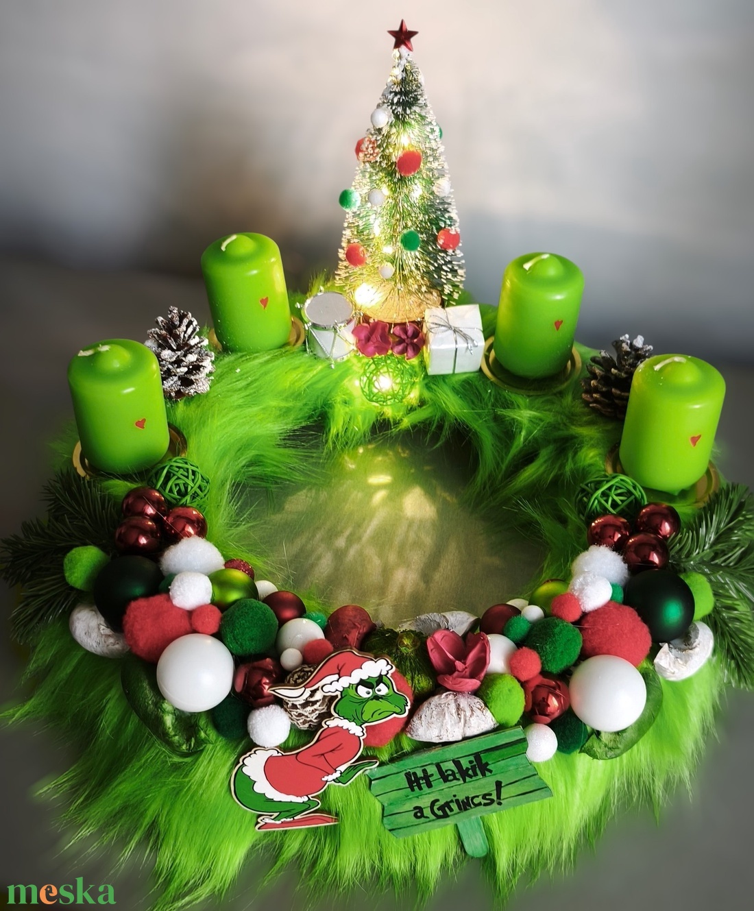 Grinches adventi koszorú  - karácsony - adventi díszek - adventi koszorú - Meska.hu
