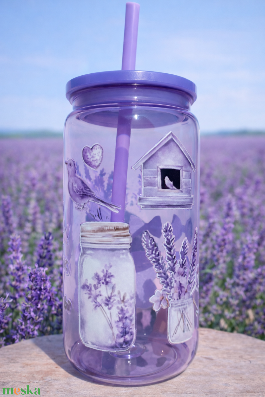 Levendula mintás pohár  - otthon & életmód - konyhafelszerelés, tálalás - tálalás - pohár - Meska.hu