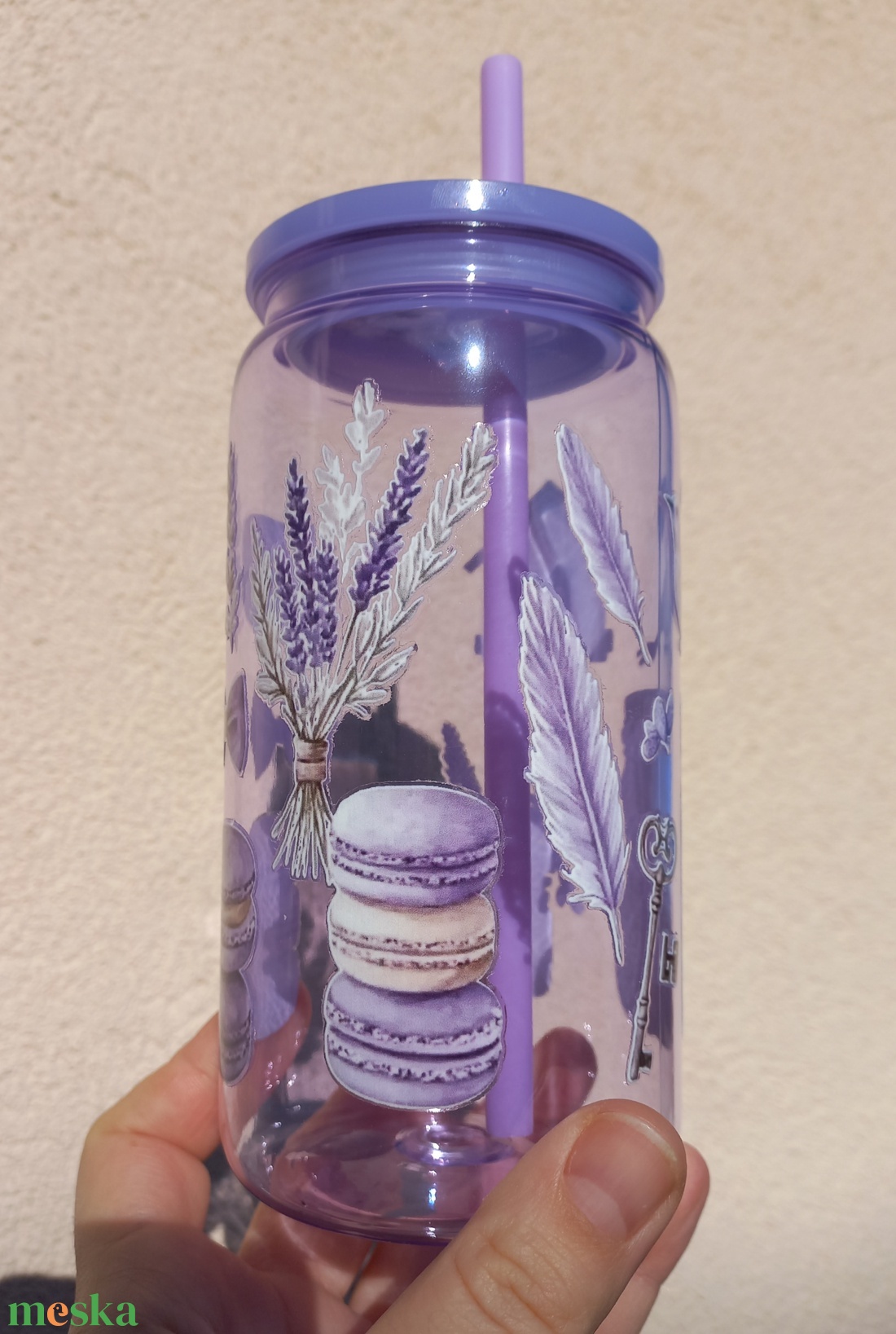 Levendula mintás pohár  - otthon & életmód - konyhafelszerelés, tálalás - tálalás - pohár - Meska.hu