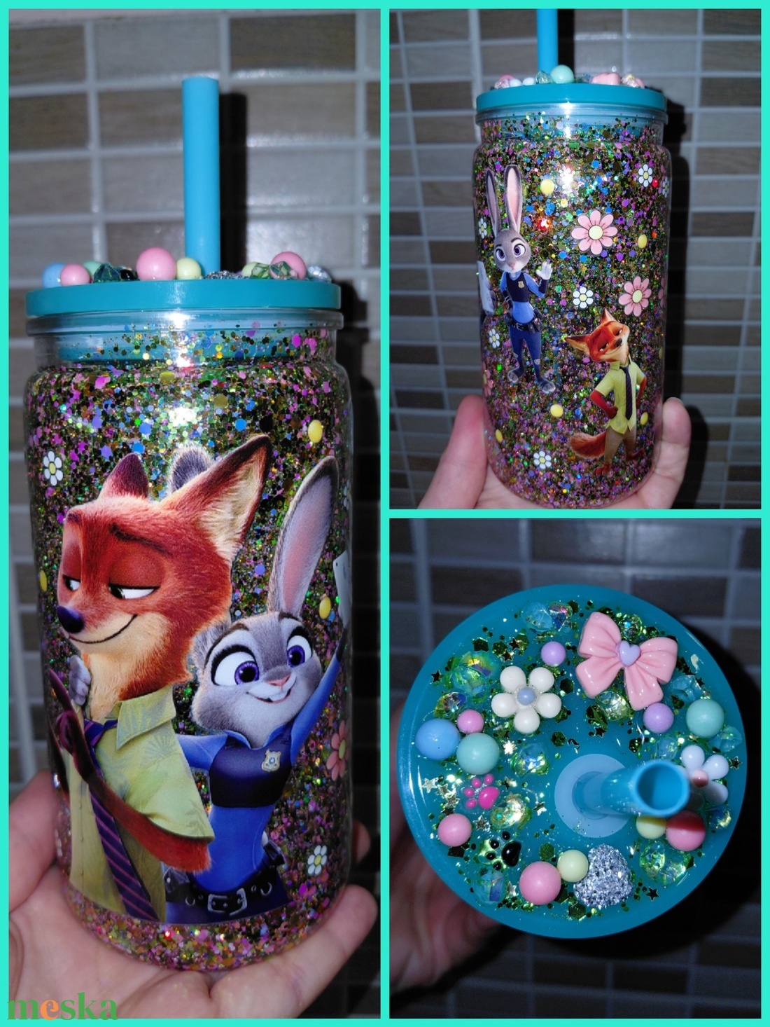 Zootropolis csillámos pohár - otthon & életmód - konyhafelszerelés, tálalás - tálalás - pohár - Meska.hu