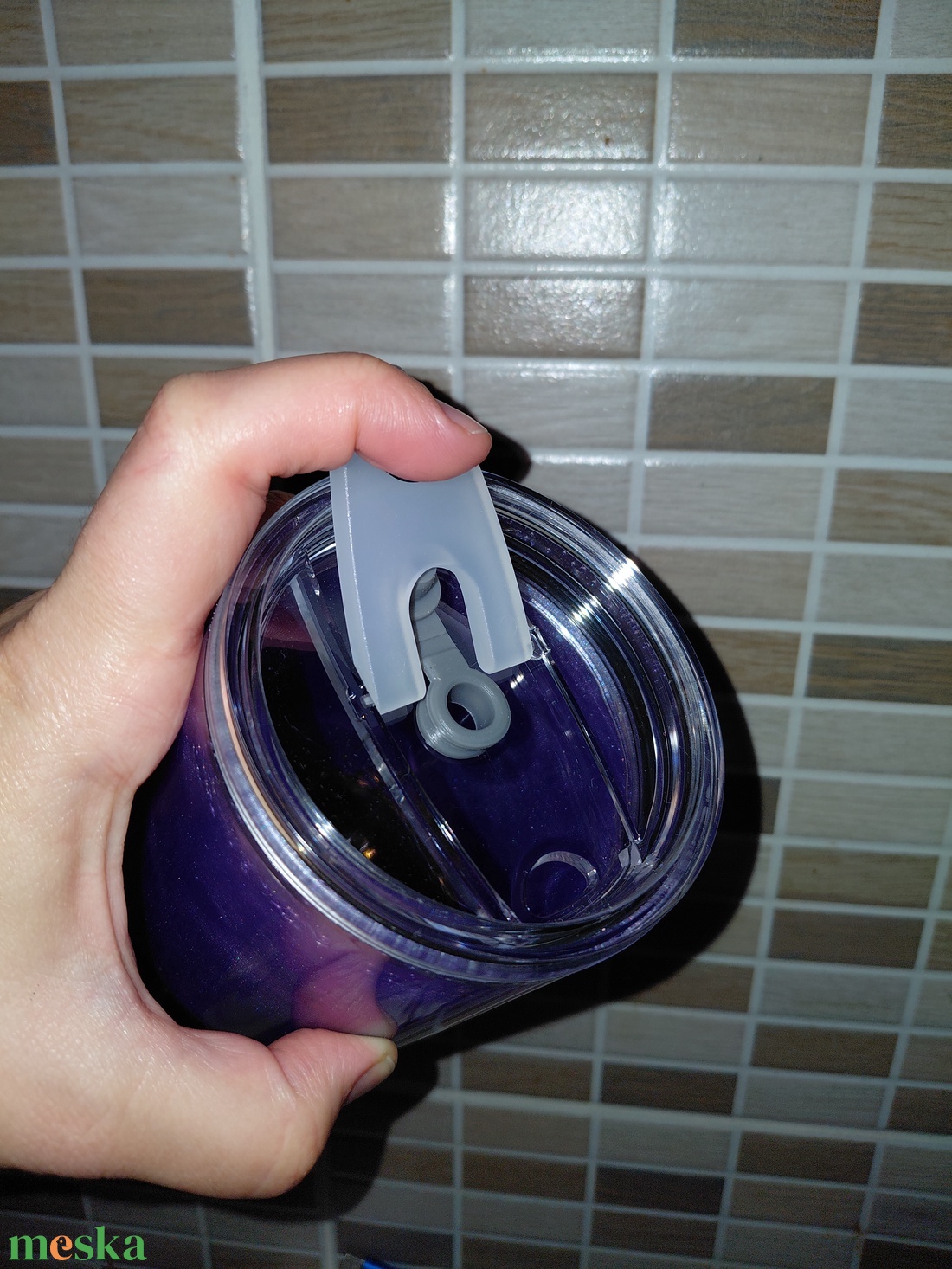 Lila fekete hordozható pohár  - otthon & életmód - konyhafelszerelés, tálalás - tálalás - pohár - Meska.hu