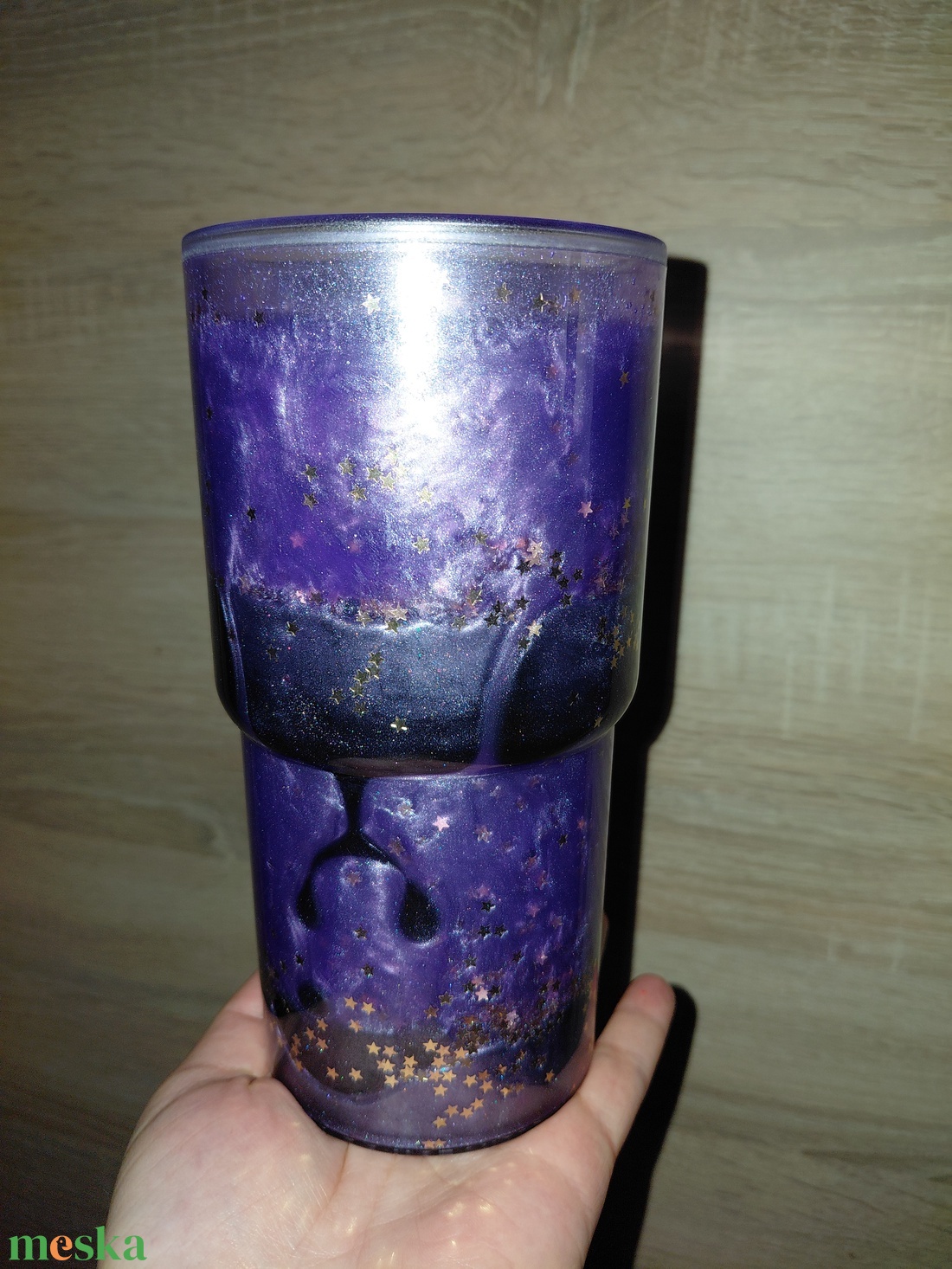 Lila fekete hordozható pohár  - otthon & életmód - konyhafelszerelés, tálalás - tálalás - pohár - Meska.hu