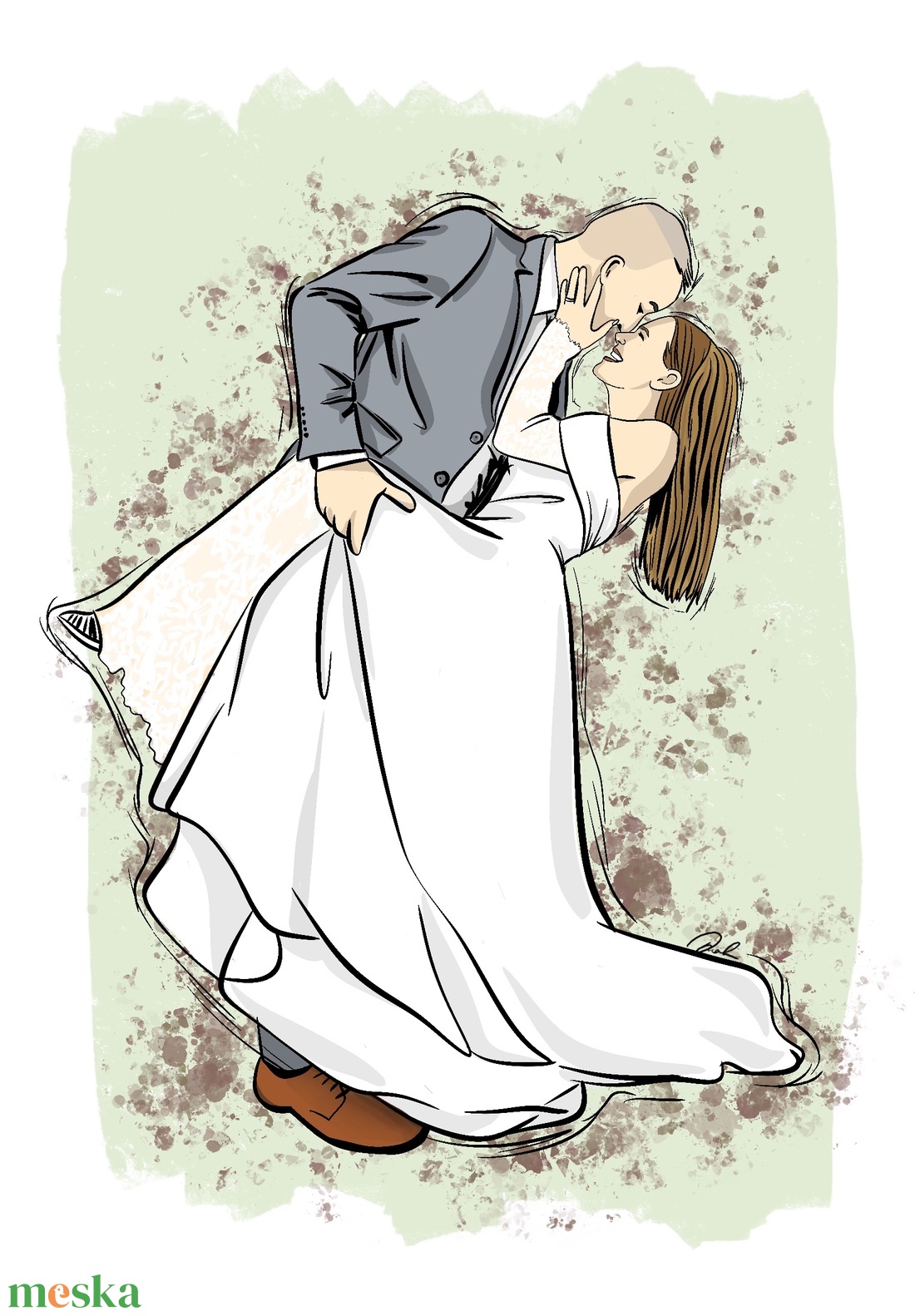 Egyedi esküvői illusztráció fotó alapján - személyre szabott nászajándék - esküvő - esküvői szett - Meska.hu