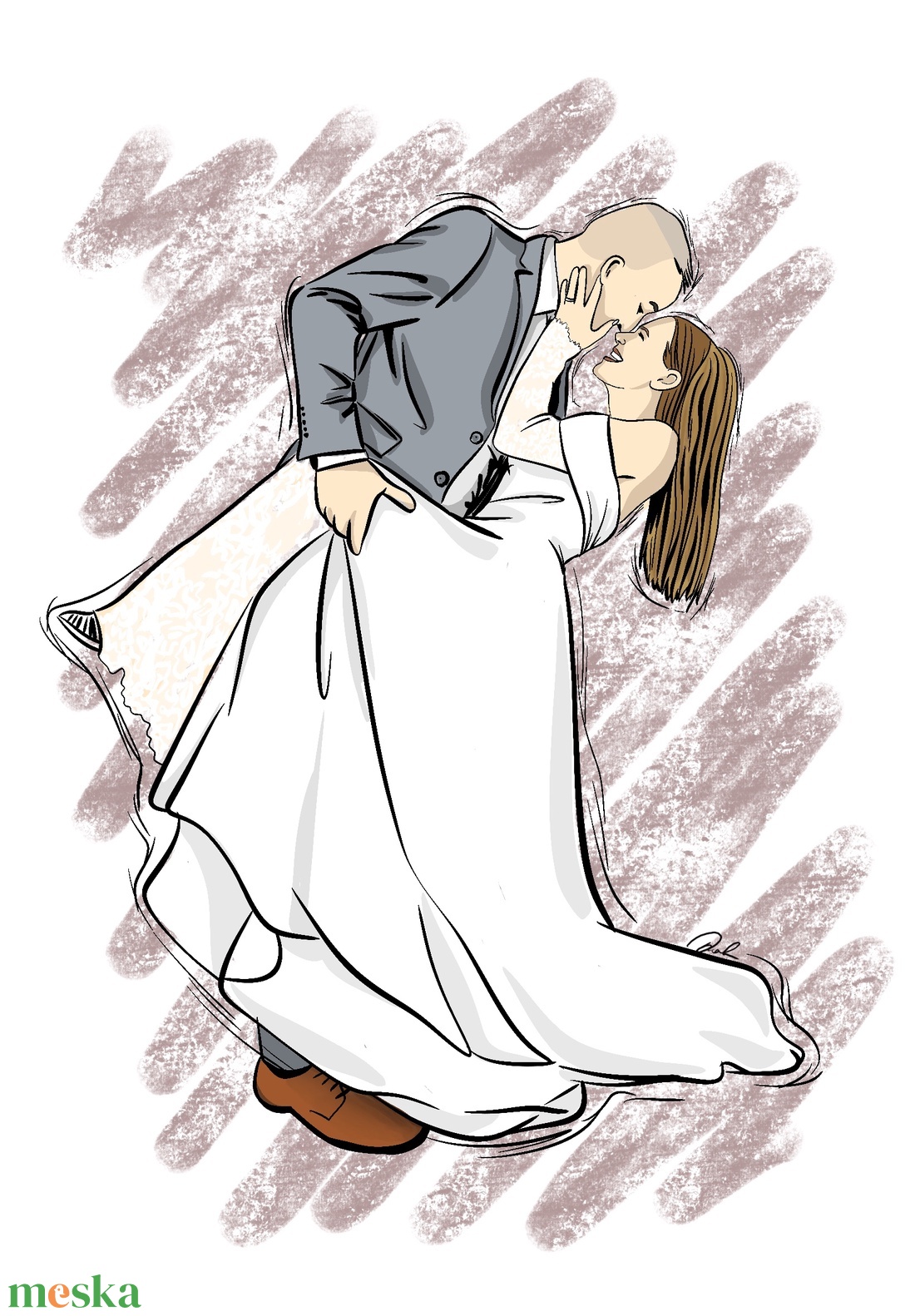 Egyedi esküvői illusztráció fotó alapján - személyre szabott nászajándék - esküvő - esküvői szett - Meska.hu