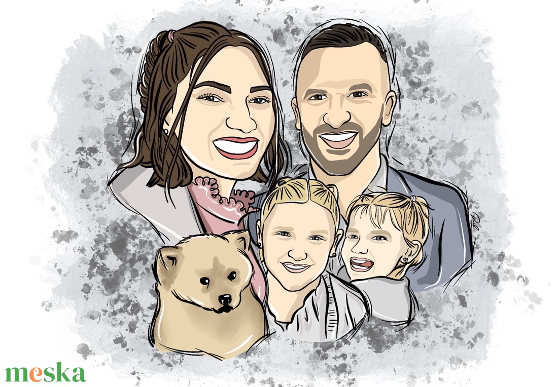 Egyedi portré fotó alapján � Kézzel rajzolt egyéni vagy családi portré, személyre szabott ajándék - művészet - portré & karikatúra - portré - Meska.hu