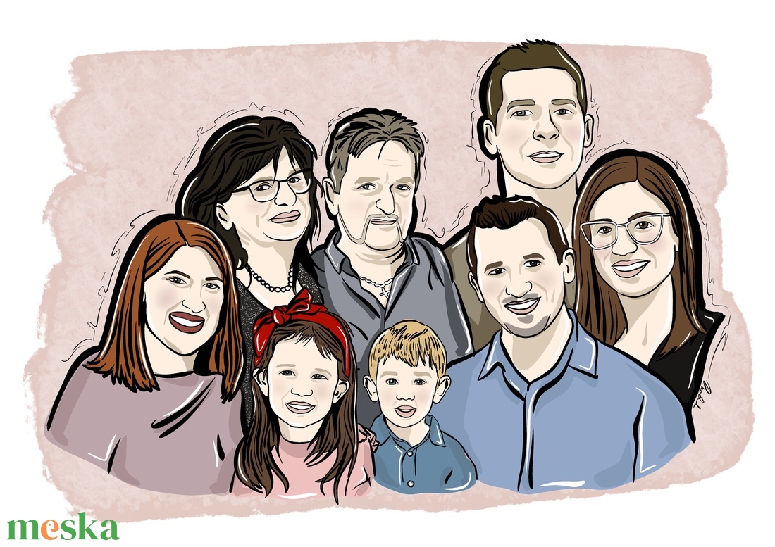 Egyedi portré fotó alapján � Kézzel rajzolt egyéni vagy családi portré, személyre szabott ajándék - művészet - portré & karikatúra - portré - Meska.hu