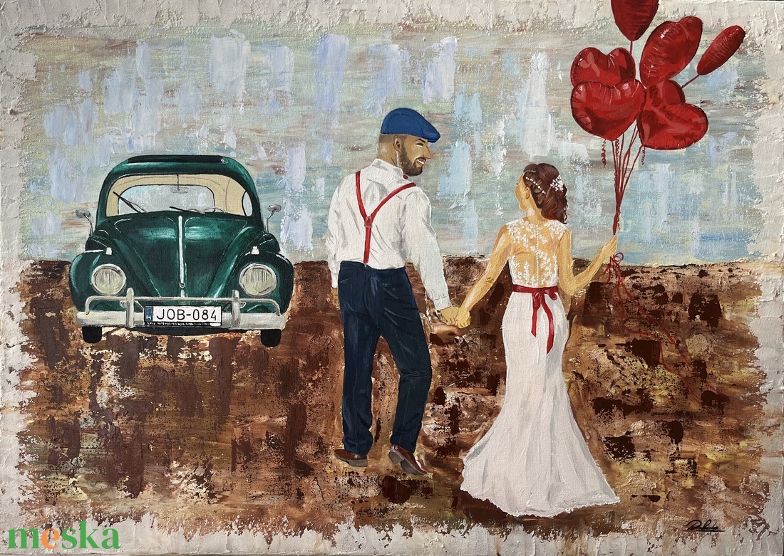 � Esküvői festmény fotó alapján � Egyedi, kézzel festett nászajándék választható méretben - művészet - festmény - akril - Meska.hu