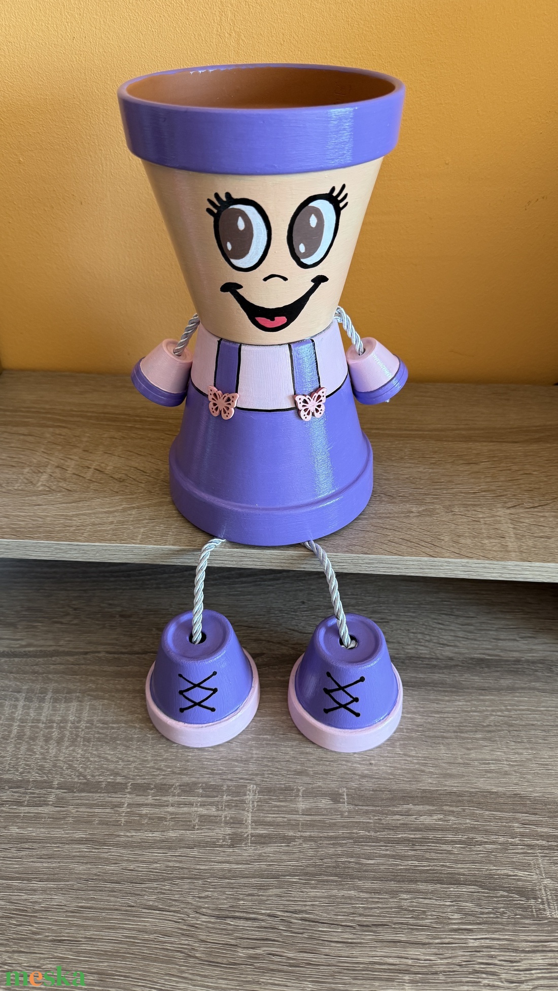 Mosolygós Lila Cserépbaba - otthon & életmód - ház & kert - cserépbaba - Meska.hu