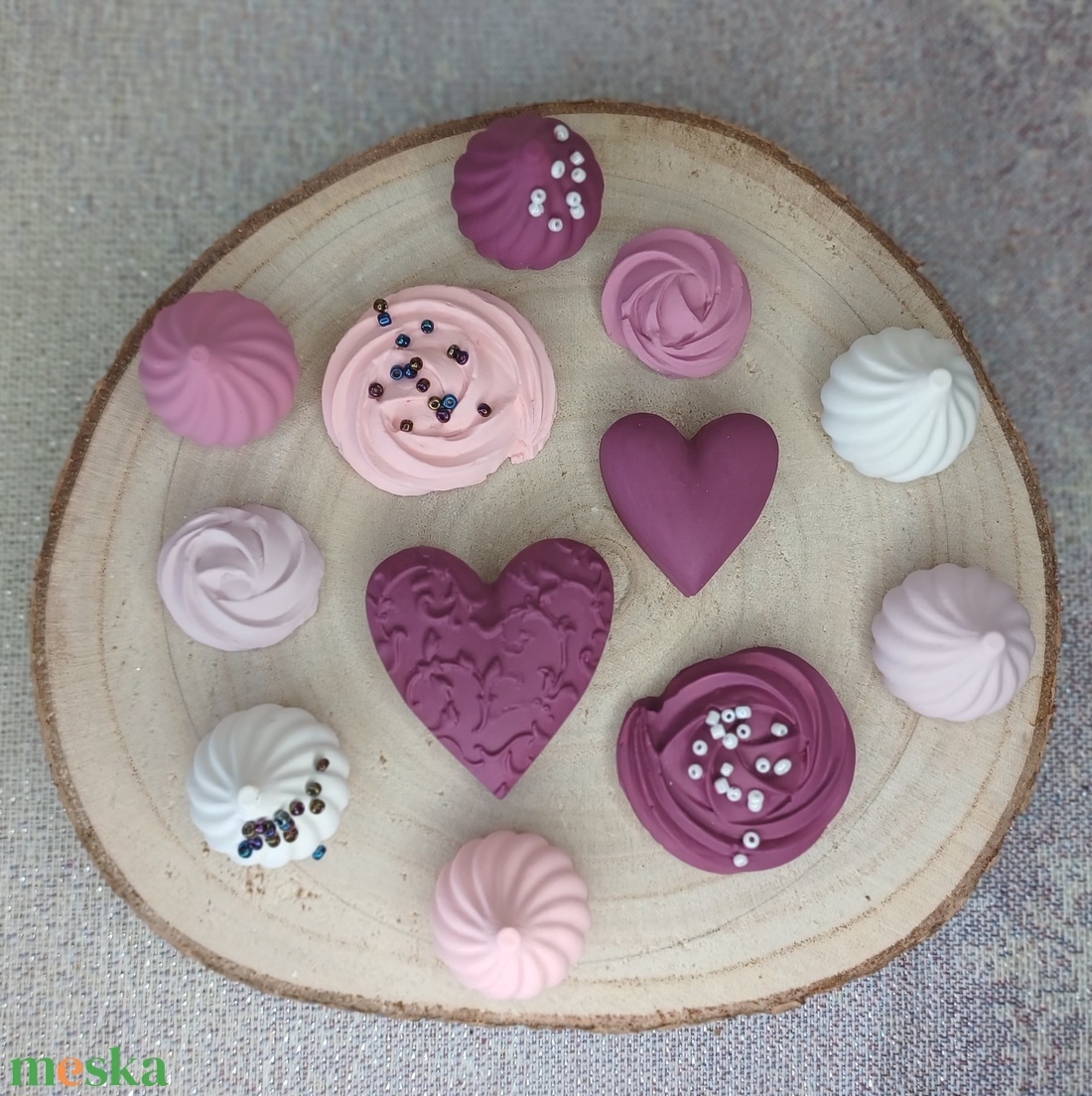 Habcsók, szív dekorációs szett - kellékek & szerszámok - dekorációs kellékek - figurák - Meska.hu