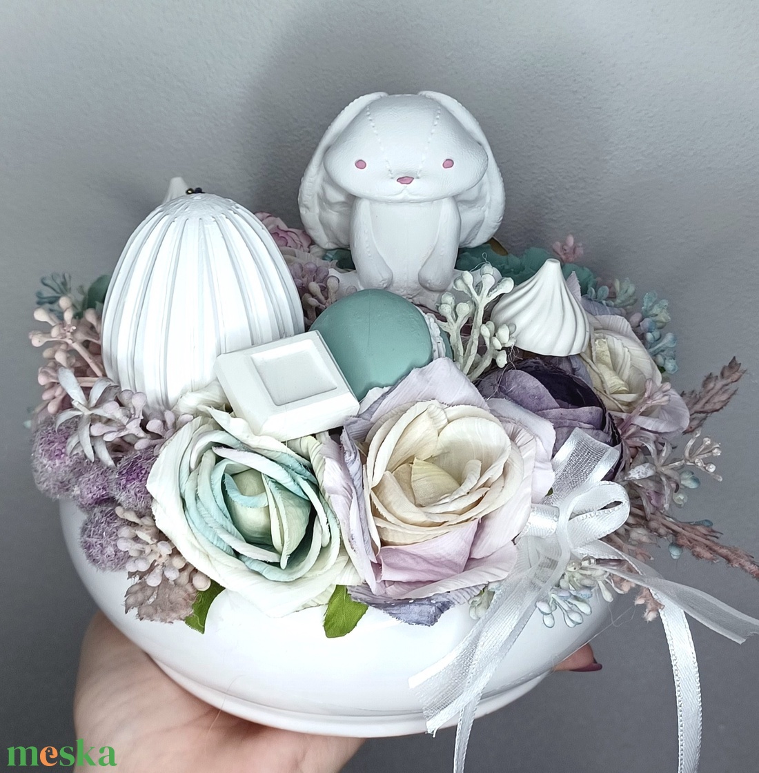 Húsvéti nyuszis tál édességekkel  - otthon & életmód - dekoráció - húsvéti asztaldíszek - Meska.hu