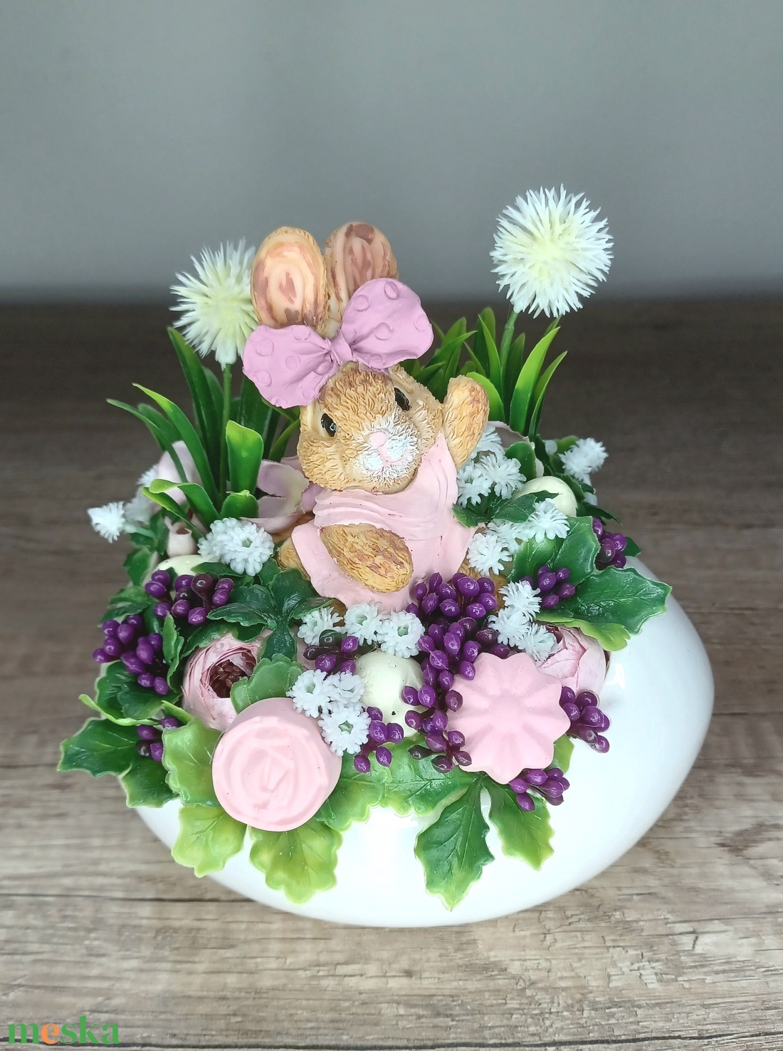 Integető nyuszi kerámia tojáshéj kaspóban húsvéti asztaldísz  - otthon & életmód - dekoráció - húsvéti asztaldíszek - Meska.hu