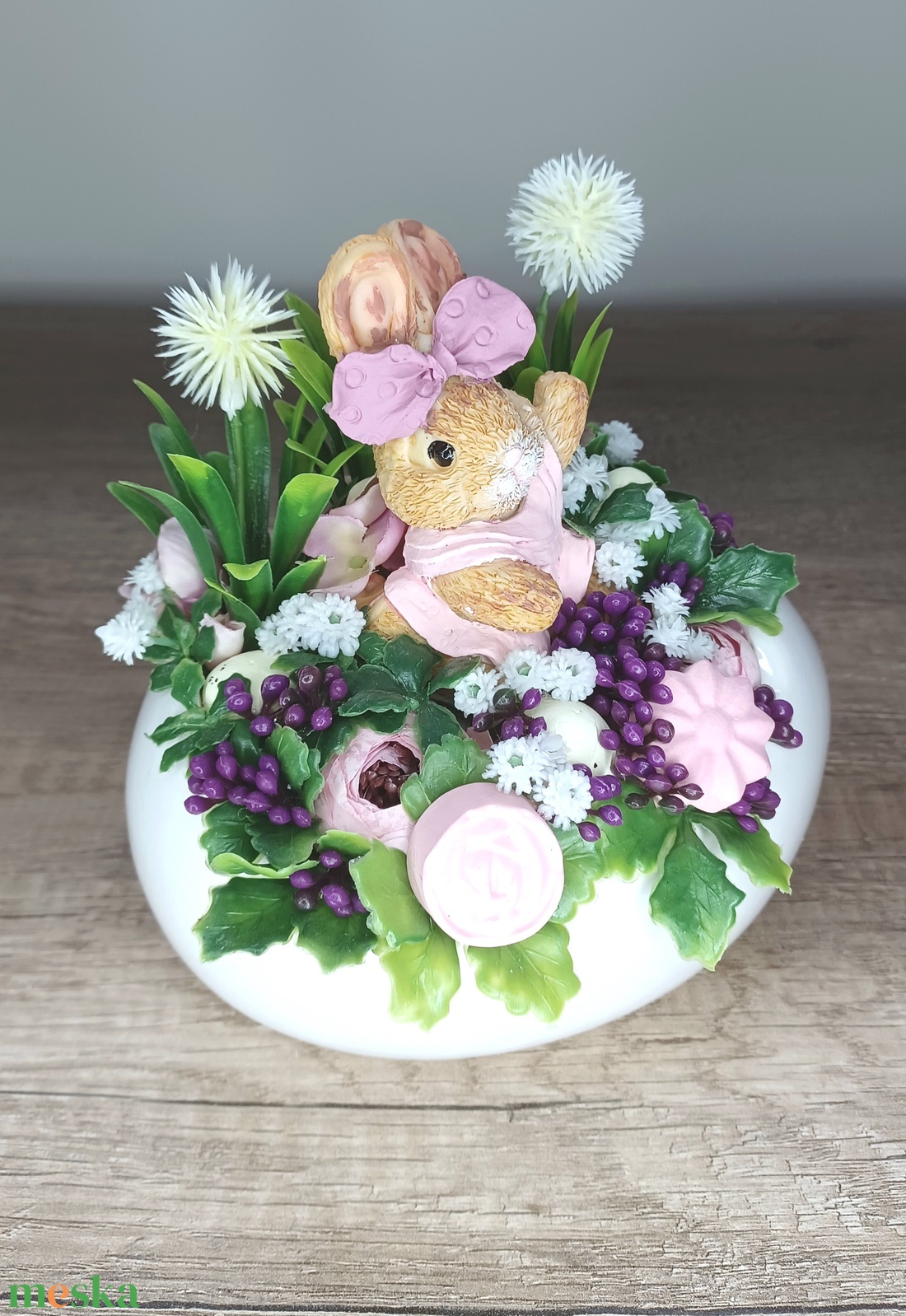 Integető nyuszi kerámia tojáshéj kaspóban húsvéti asztaldísz  - otthon & életmód - dekoráció - húsvéti asztaldíszek - Meska.hu