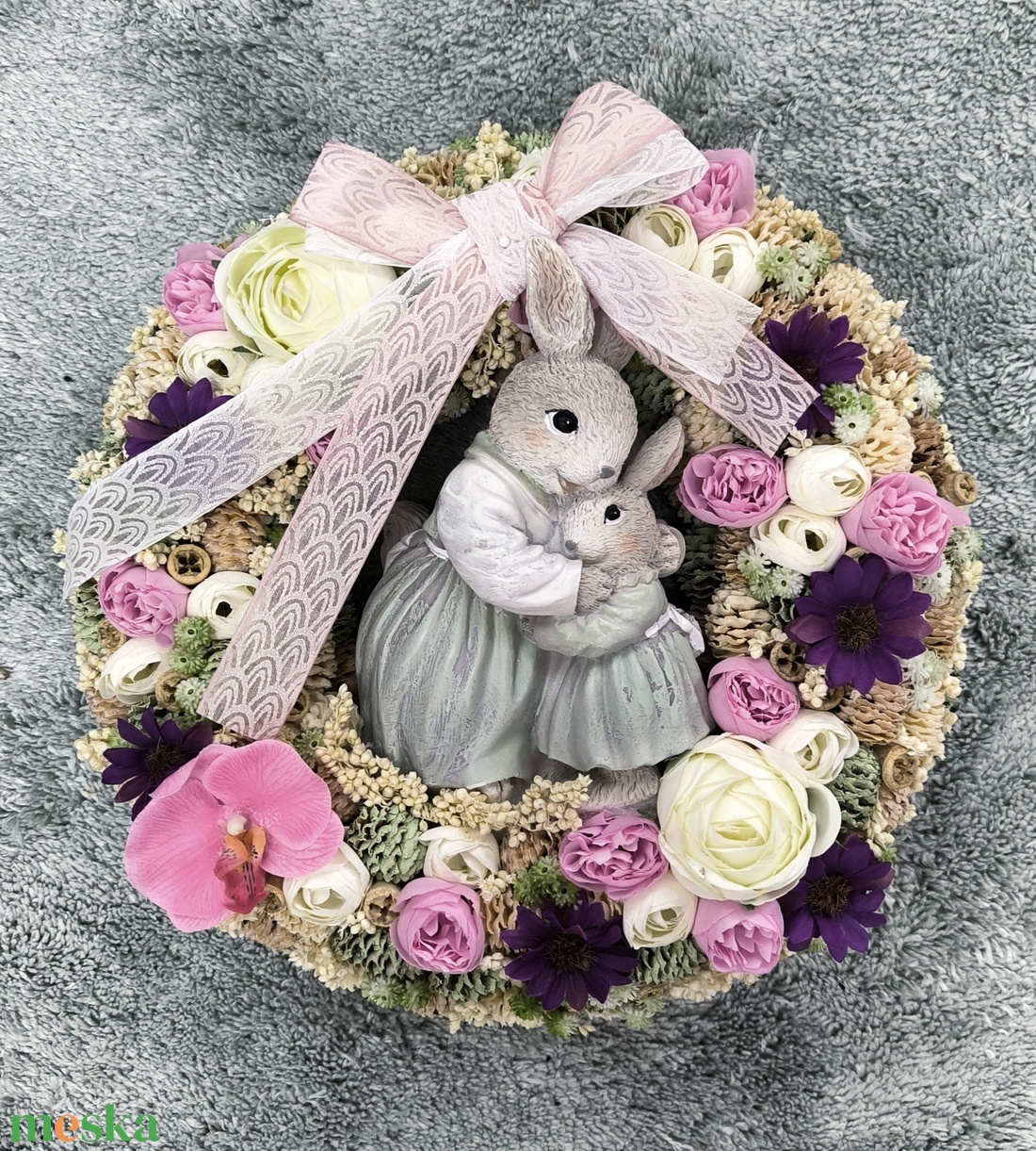 Nyuszi mama kisnyuszival ajtódísz - otthon & életmód - dekoráció - ajtó- és ablak dekoráció - ajtódísz & kopogtató - Meska.hu