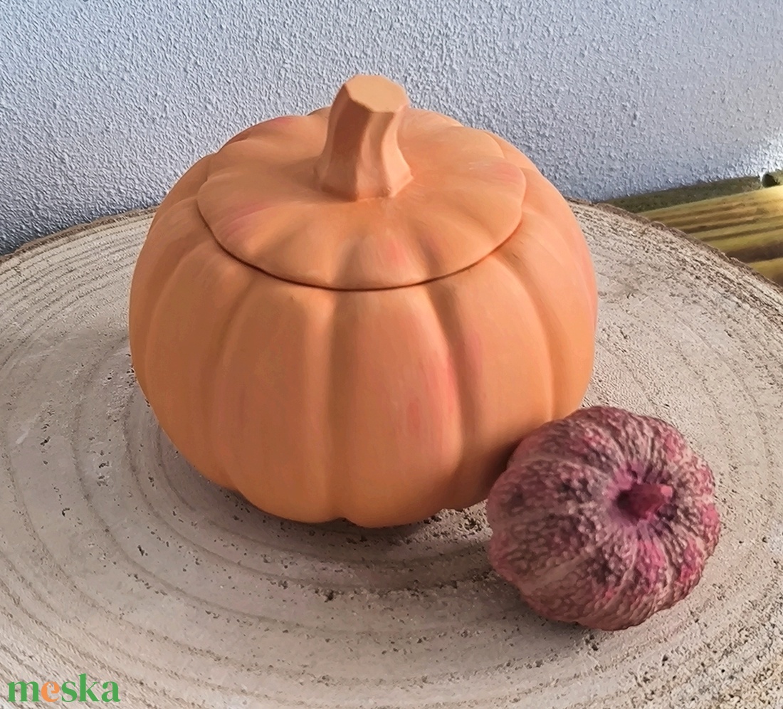 Festett, díszíthető gipsz tök kaspó és tököcske  - kellékek & szerszámok - dekorációs kellékek - őszi dekor - őszi dekortök - Meska.hu