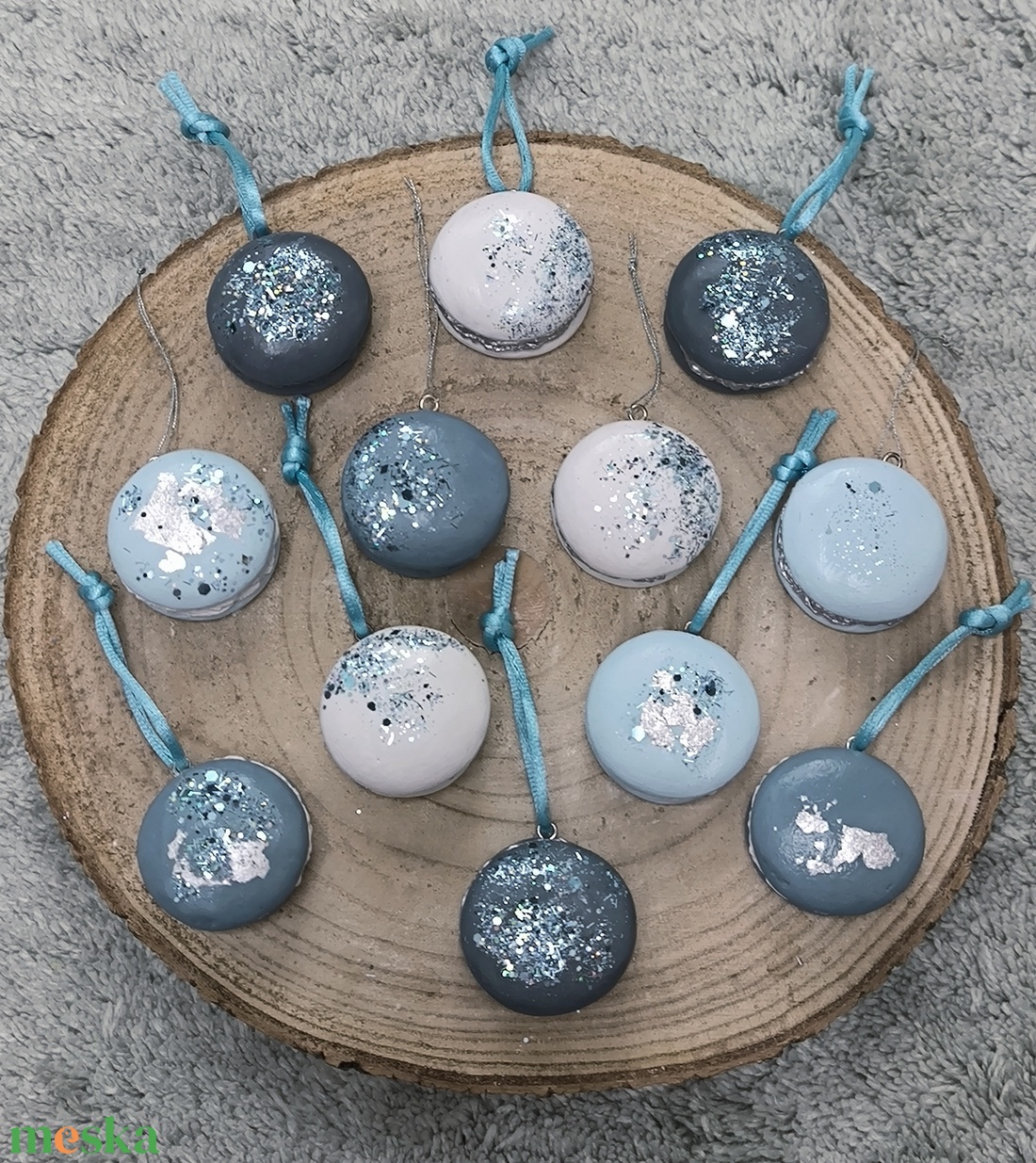 Jégvilág gipsz macaron karácsonyfadísz szett - karácsony - karácsonyi lakásdekoráció - karácsonyfadíszek - Meska.hu