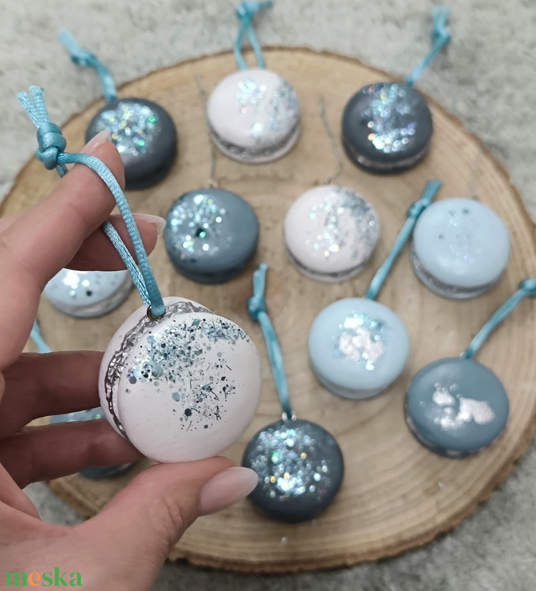 Jégvilág gipsz macaron karácsonyfadísz szett - karácsony - karácsonyi lakásdekoráció - karácsonyfadíszek - Meska.hu