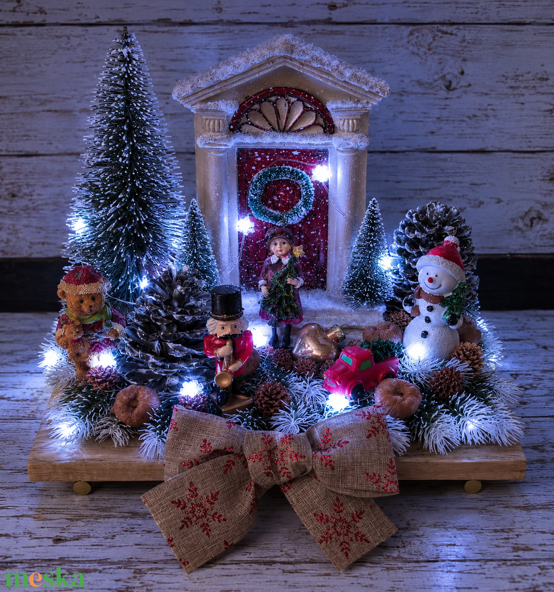 Nosztalgia hangulatú karácsonyi asztaldísz - karácsony - adventi díszek - adventi asztaldísz - Meska.hu