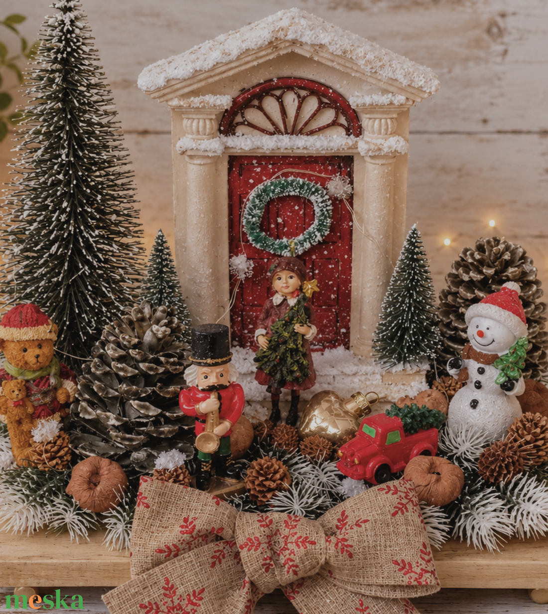 Nosztalgia hangulatú karácsonyi asztaldísz - karácsony - adventi díszek - adventi asztaldísz - Meska.hu
