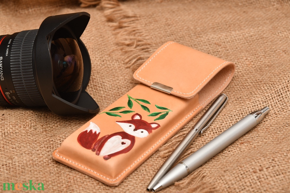 Rókás bőr tolltartó - otthon & életmód - papír, írószer - tolltartó & ceruzatekercs - Meska.hu