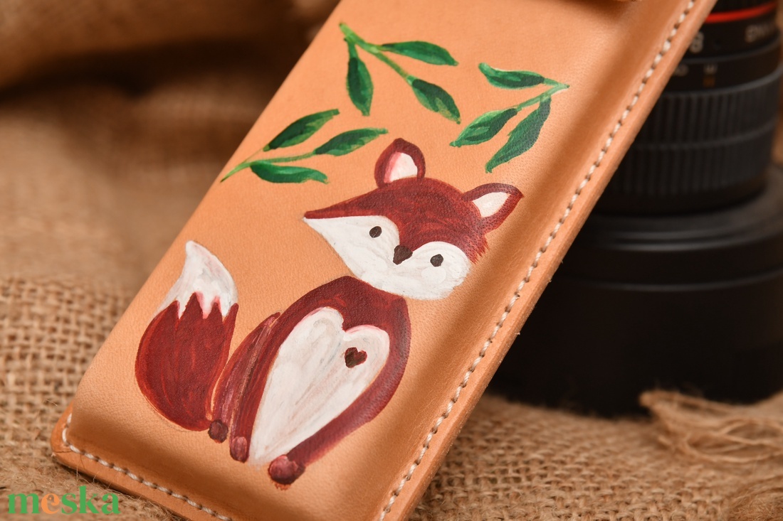 Rókás bőr tolltartó - otthon & életmód - papír, írószer - tolltartó & ceruzatekercs - Meska.hu