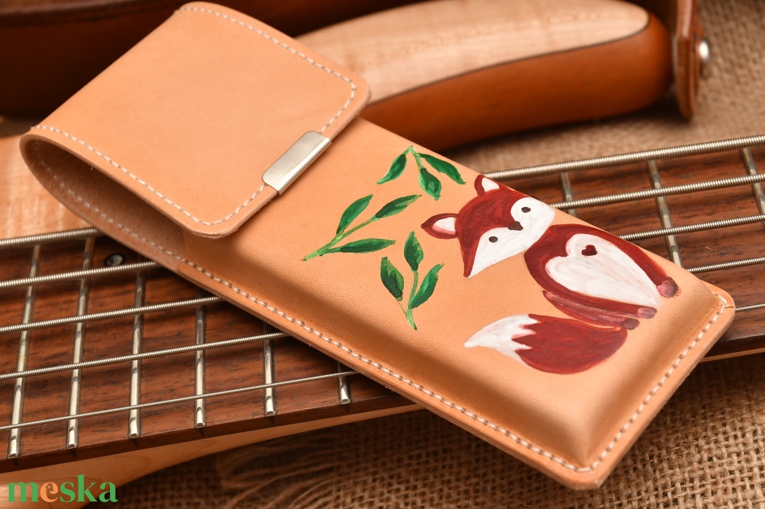 Rókás bőr tolltartó - otthon & életmód - papír, írószer - tolltartó & ceruzatekercs - Meska.hu