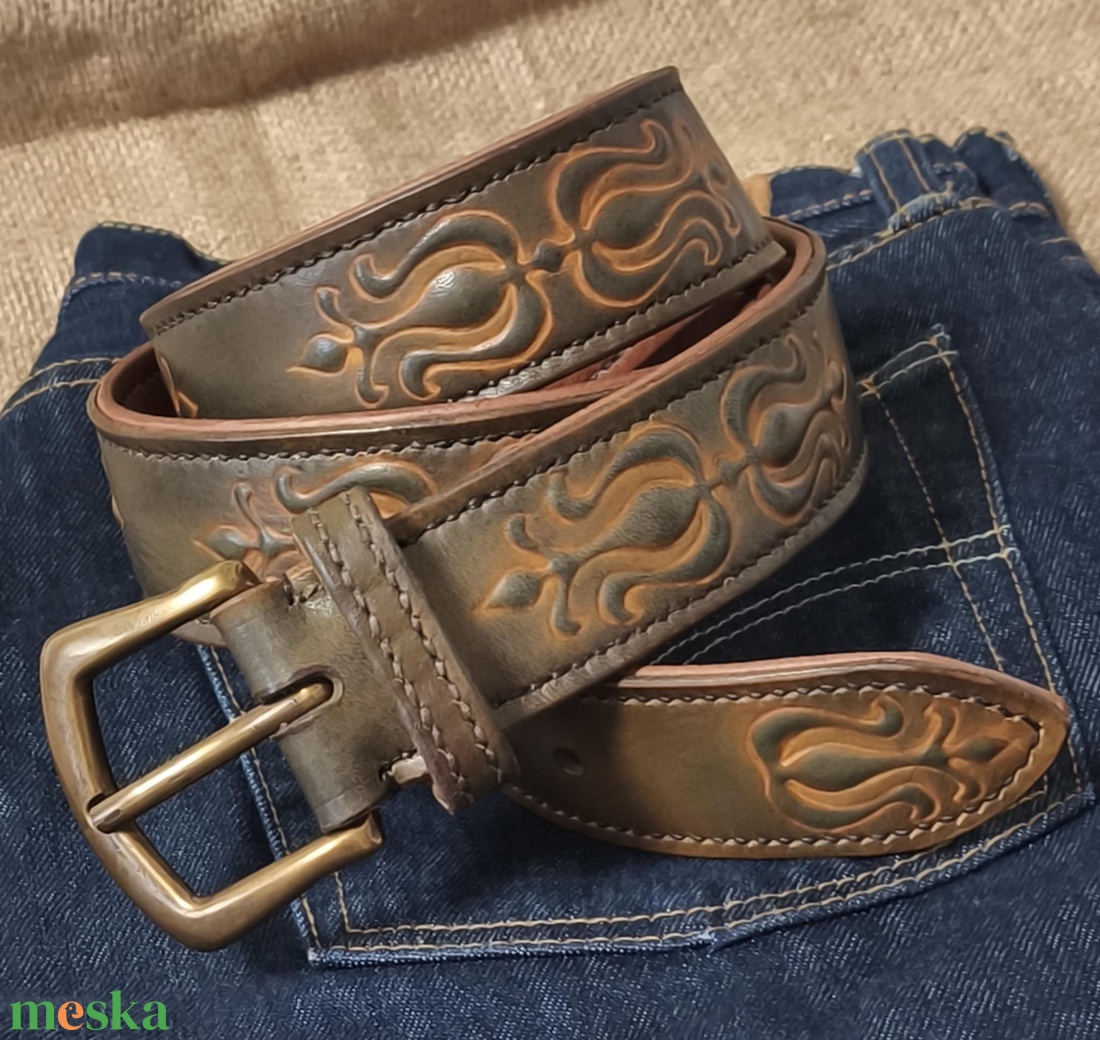 Tulipános bőr őv - ruha & divat - öv & övcsat - öv - Meska.hu