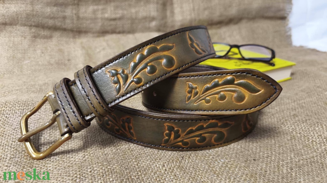 Torockói mintás domborított bőr öv - ruha & divat - öv & övcsat - öv - Meska.hu