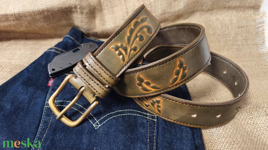 Torockói mintás domborított bőr öv - ruha & divat - öv & övcsat - öv - Meska.hu